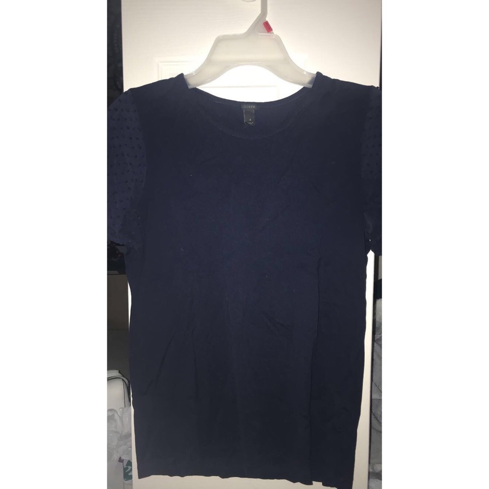 navy j.crew t shirt w sheer sleeves